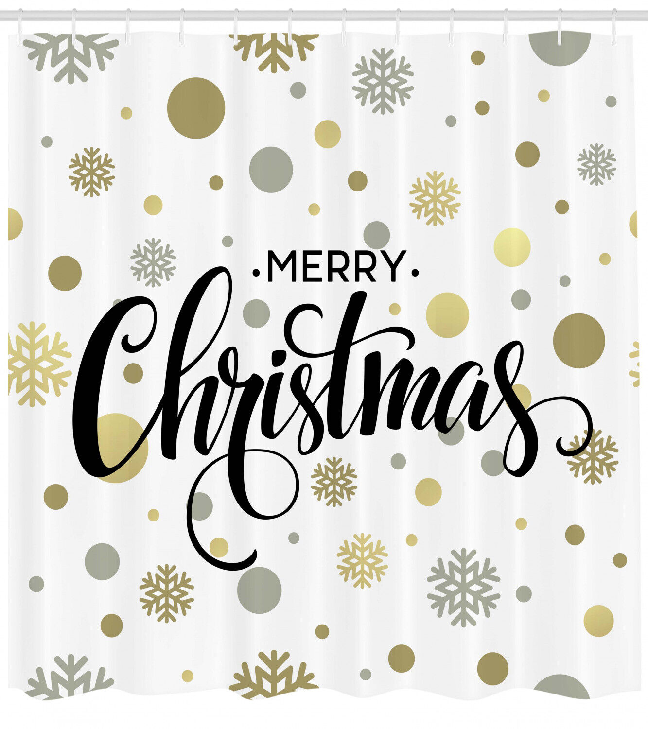 Festive Snowflake Print Shower Curtain for Bathroom Decor