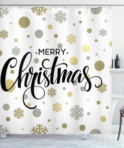 Festive Snowflake Print Shower Curtain for Bathroom Decor