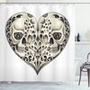 Festive Twin Heart Shower Curtain Design Print For Bathroom Decoration