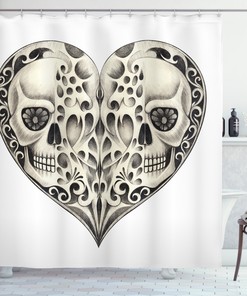 Festive Twin Heart Shower Curtain Design Print For Bathroom Decoration