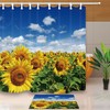 Field Of Blooming Sunflowers Blue Sky Waterproof Fabric Shower Curtain For Charming Bathroom Decor