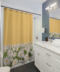 Field Of Daisies Shower Curtain For Nature Lovers And Home Bath Decor Gift