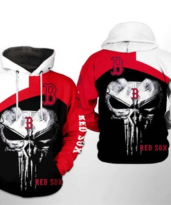 Fierce Boston Red Sox Mlb Skull Punisher 3D Hoodie Zipper Hoodie