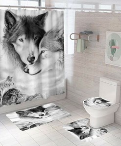 Fierce Wolf Nature Shower Curtain