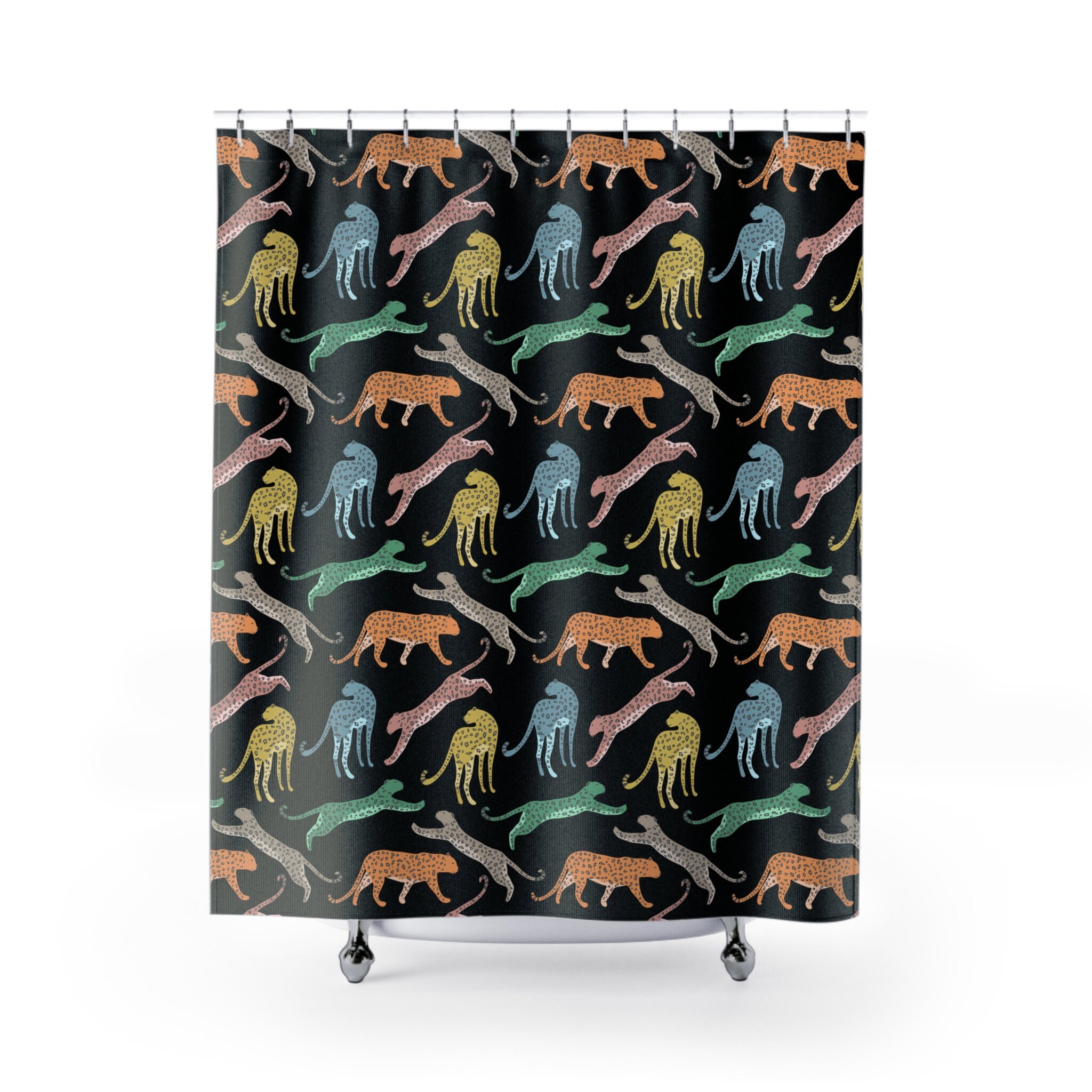 Fierce and Bold Rainbow Leopard Shower Curtain for a Sassier Approach to Your Bathroom Decor