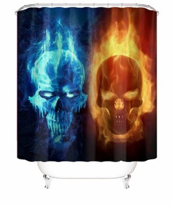 Fiery Skull Waterproof Shower Curtain For A Bold Bathroom Decor