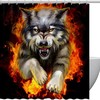 Fiery Wolf Shower Curtain with Animal Print for Cabin Bathroom Decor 