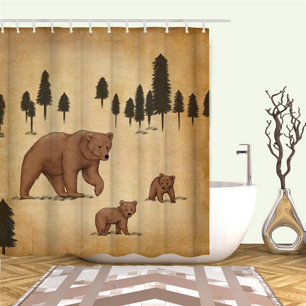 Find Your Inner Wilderness with Rustic Bear Shower Curtain for Cabin Lodge Bathroom Decor