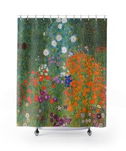 Fine Art Decor Gustav Klimt Green Floral Shower Curtain for Your Bathroom