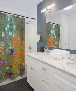 Fine Art Decor Gustav Klimt Green Floral Shower Curtain for Your Bathroom