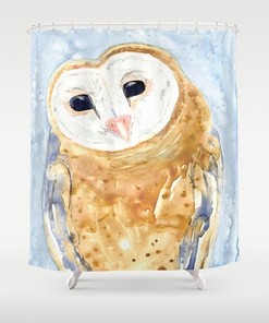 Fine Art Painting Owl Shower Curtain for Modern Vibrant Bathroom Decor