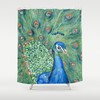 Fine Art Peacock Painting Shower Curtain - Modern Vibrant Bathroom Decor