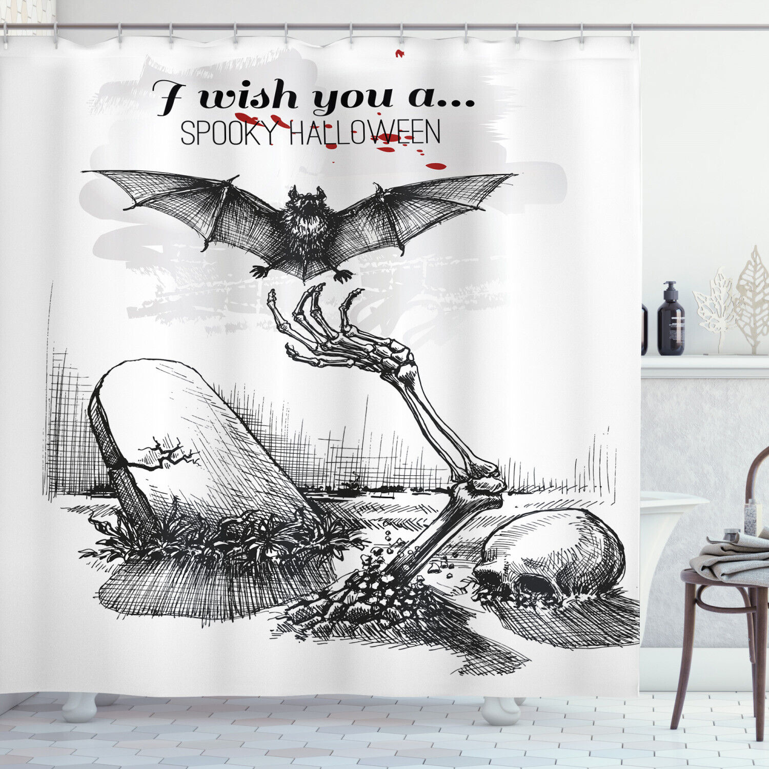 Fine Art Skull Fabric Shower Curtain - Unique Skull Bathroom Decor