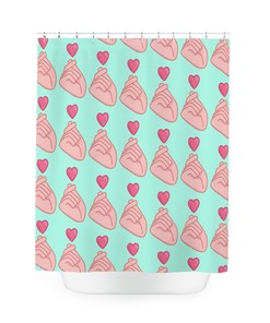Finger Heart Korean Pop Music Shower Curtain For Children'S Bathroom Refresh