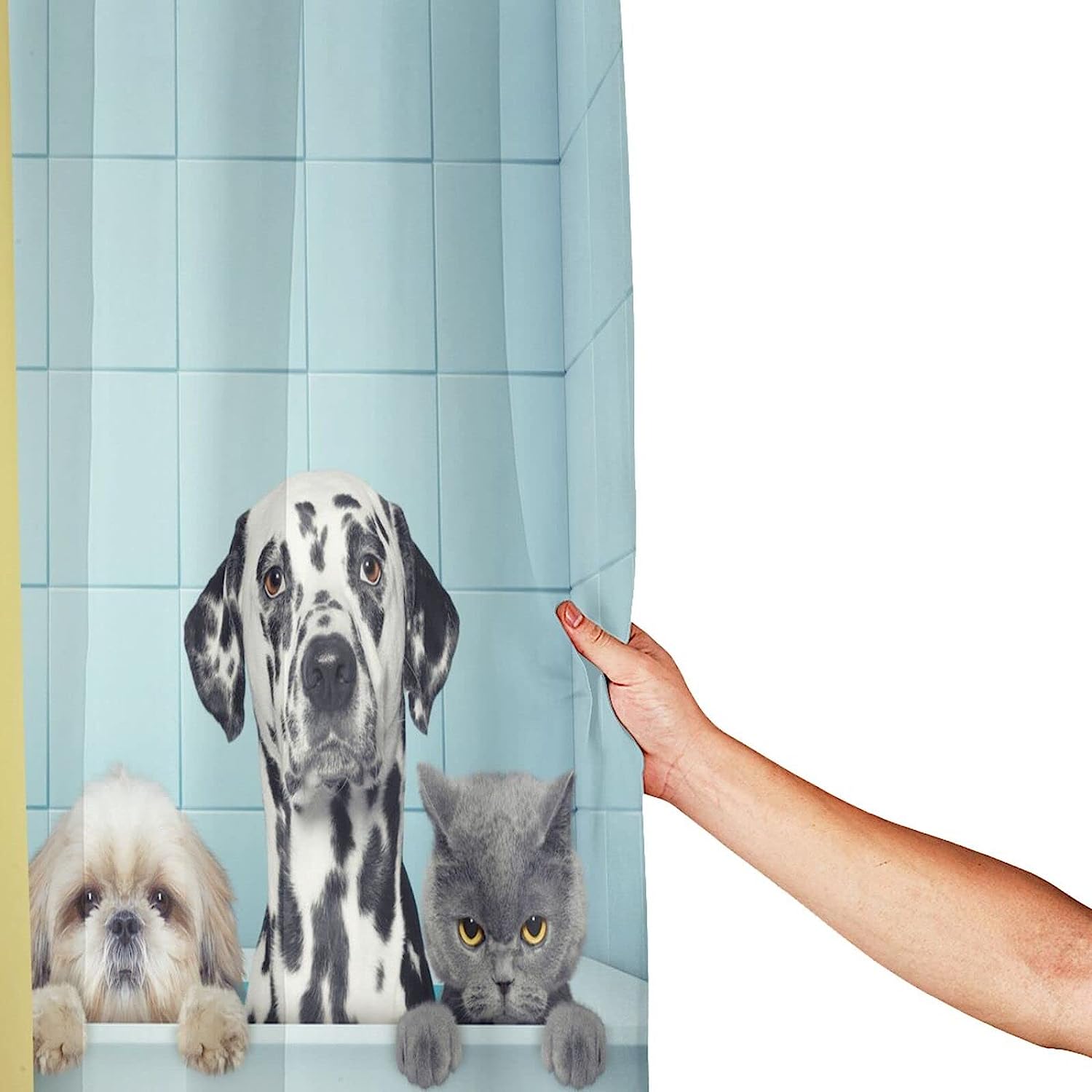 Fiokroo Funny Bathing Cat And Dogs Home Bathroom Decor Shower Curtain