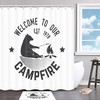 Firewood, Barbecue and Meat Shower Curtain | Bathroom Decoration Fabric with 12 Hooks