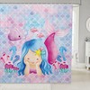 Fish Coral Seaweed Starfish Print Mermaid Shower Curtain for Kids Girls Room Decor