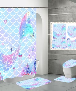 Fish Koi Coral Jellyfish Waterproof Bathroom Shower Curtain Mat For A Marine-Themed Bathroom
