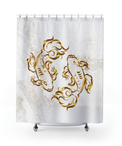 Fish Lover's Zodiac Pisces Birthday Shower Curtain for Bathroom Dcor
