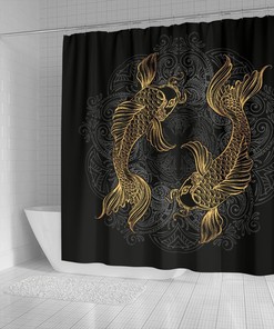 Fish Zodiac Pisces Shower Curtain with I Love Fishes Quote Print