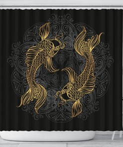 Fish Zodiac Pisces Shower Curtain with I Love Fishes Quote Print