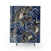 Fish in Wave Blue Japanese Art Shower Curtain - Asian Design Bathroom Decor