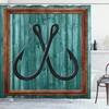 Fishing Lures Anchor Modern Abstract Painting Wooden Frame Rustic Nautical Bathroom Decor Shower Curtain