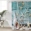 Fishing Net, Starfish, and Sealife Shower Curtain for Ocean Themed Bathroom Decor
