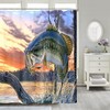 Fishing in Lake House Shower Curtain Rustic Cabin Natural Scenery Bathroom Decor