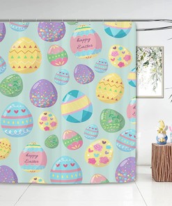 Fjpt Easter Eggs Shower Curtain For Spring And Summer Bathtub Decor With Colorful Fabric