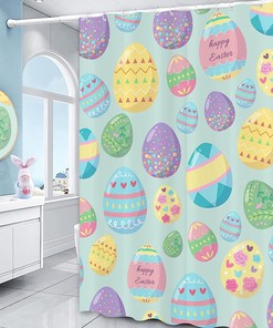 Fjpt Easter Eggs Shower Curtain For Spring And Summer Bathtub Decor With Colorful Fabric