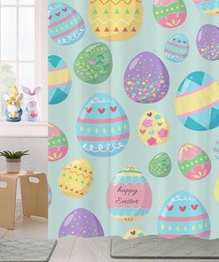 Fjpt Easter Eggs Shower Curtain For Spring And Summer Bathtub Decor With Colorful Fabric