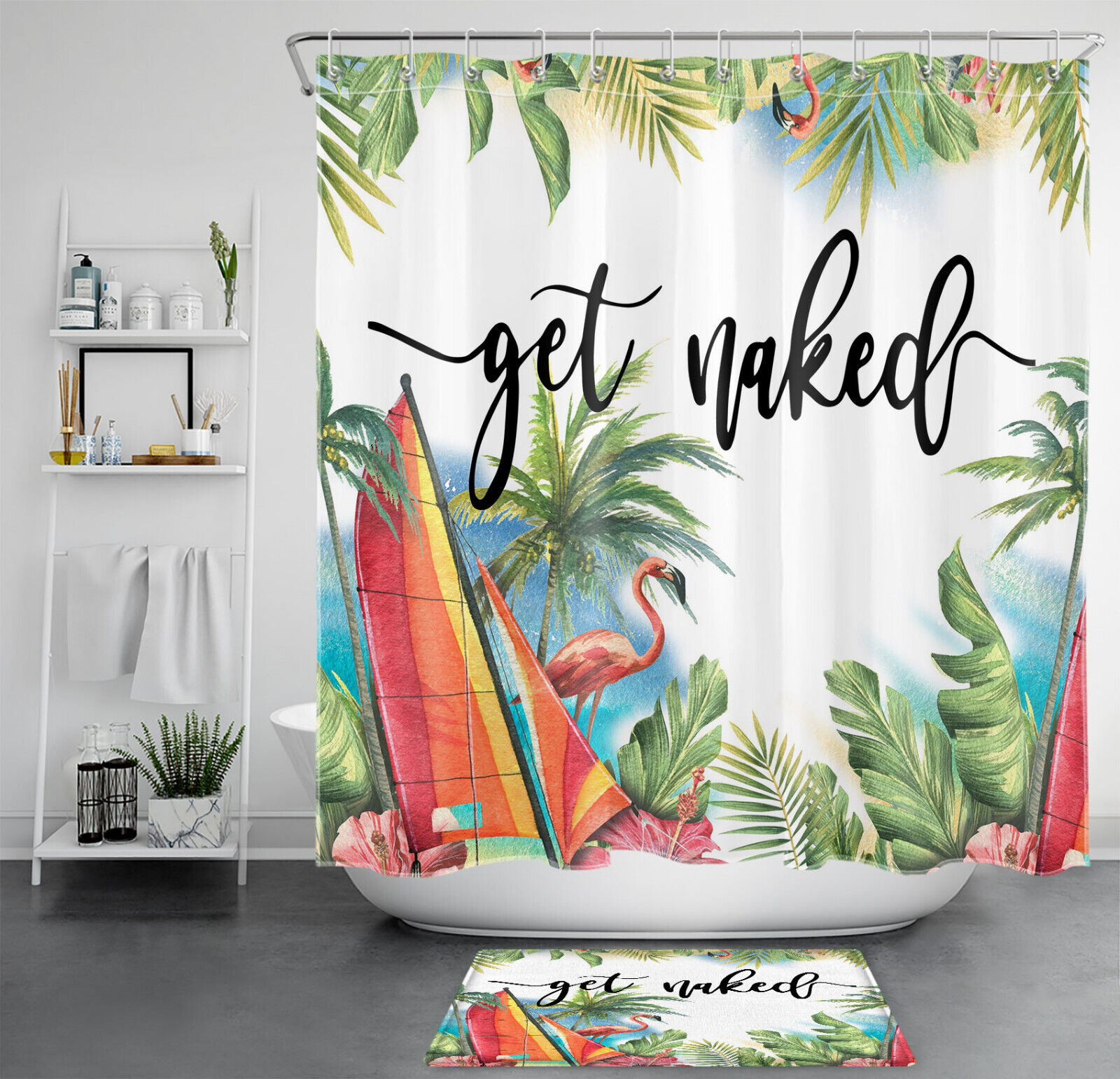 Flamboyant Flamingo Shower Curtain With Quotes