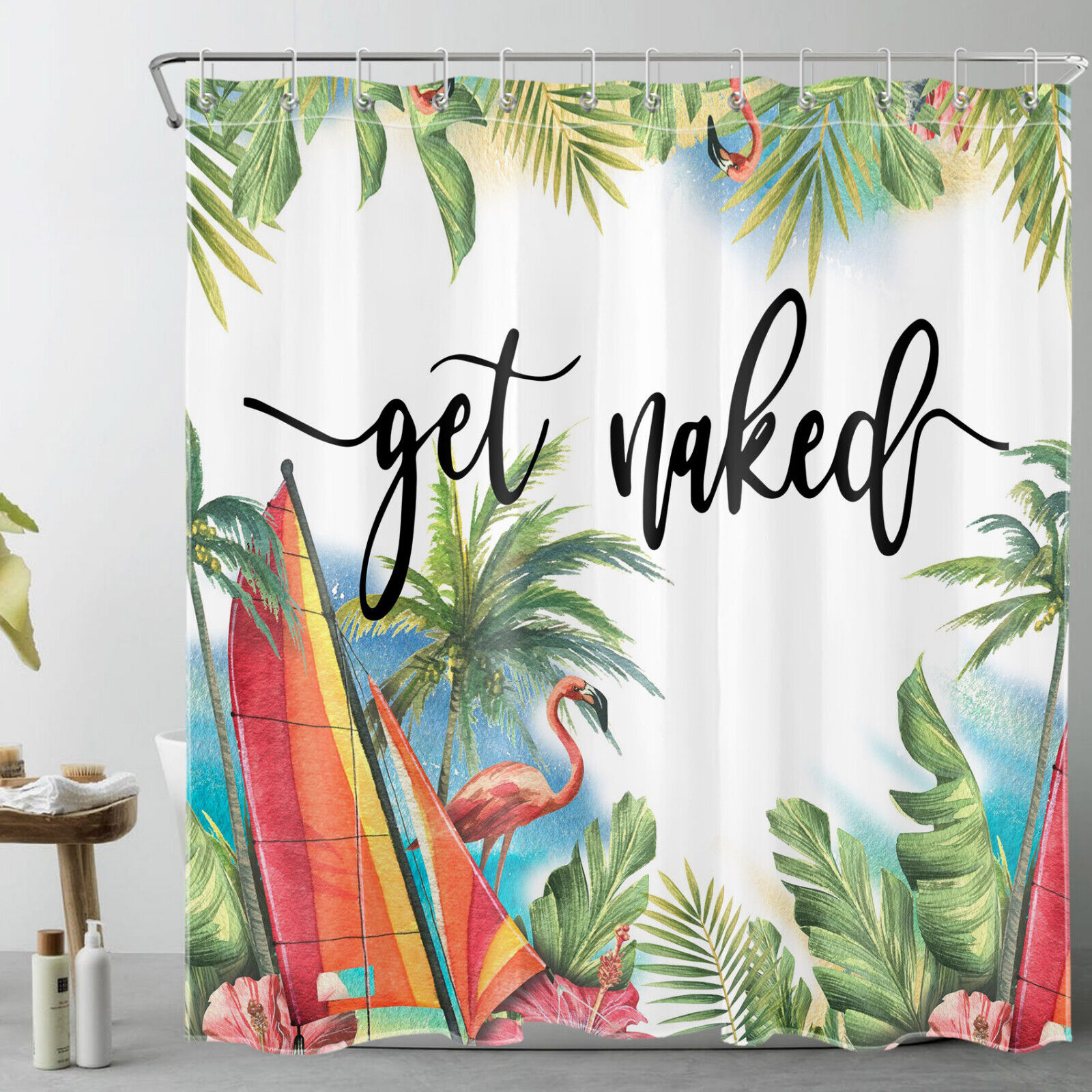 Flamboyant Flamingo Shower Curtain With Quotes - Image 2
