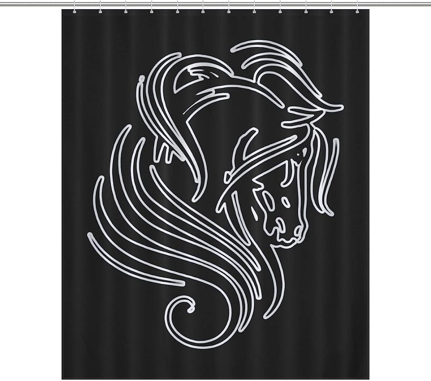 Flamboyant Horse Waterproof Heavy Duty Fabric Shower Curtain For An Equestrian Bathroom Decor
