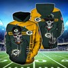 Flame Balls Graphic All Over Print 3D Zip Hoodie For Fans Of Green Bay Packers