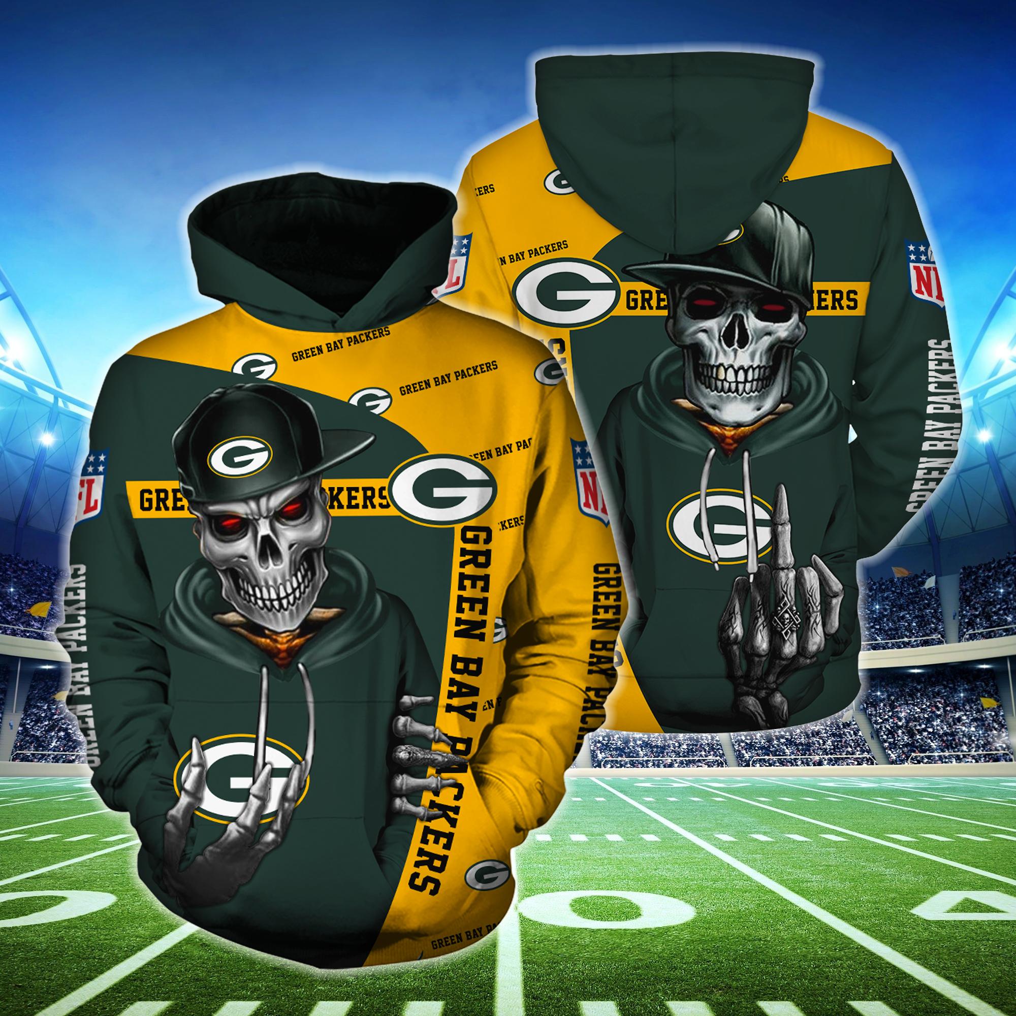 Flame Balls Graphic All Over Print 3D Zip Hoodie For Fans Of Green Bay Packers