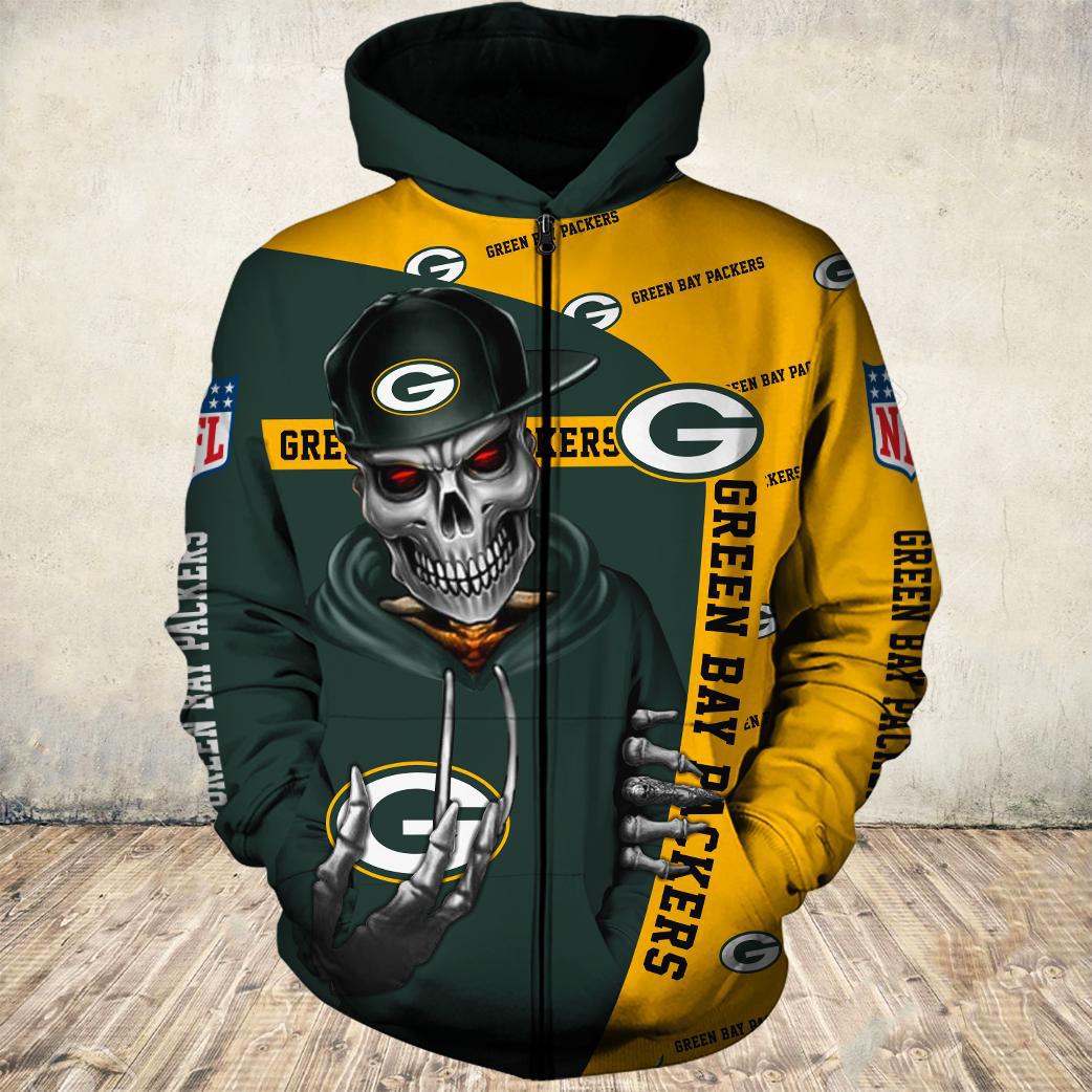 Flame Balls Graphic All Over Print 3D Zip Hoodie For Fans Of Green Bay Packers