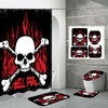 Flame Death Skull Skeleton Bathroom Shower Curtain Set For A Gothic-Inspired Bathroom Decor