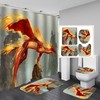 Flame Red Dragon Print 4-Set Shower Curtain For A Fiery Bathroom