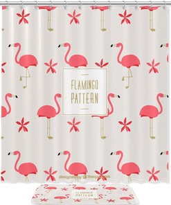 Flamingo And Starfish Bathroom Waterproof Fabric Shower Curtain For A Seaside-Themed Bathroom Decor