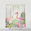 Flamingo And Tropical Flowers Bohemian Shower Curtain Art Bathroom Decor