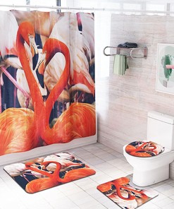 Flamingo Animal Print Shower Curtain - Waterproof Durable Bath Curtain For Bathroom