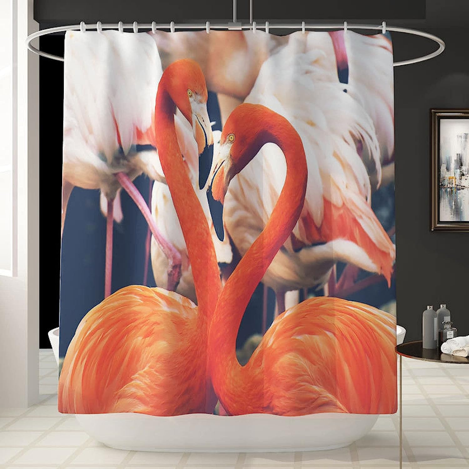 Flamingo Animal Print Shower Curtain - Waterproof Durable Bath Curtain For Bathroom - Image 2