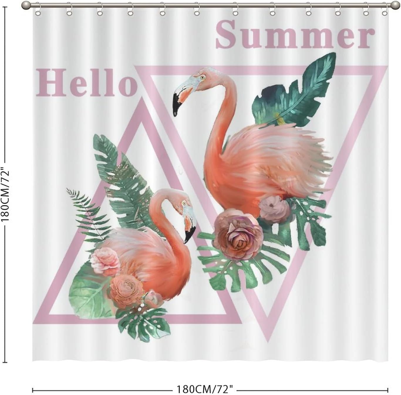 Flamingo Bath Curtain Summer Decor Fabric For A Hotel Bathroom Bath Tub With Water Repellent Fabric And Tropical Print