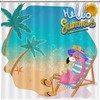 Flamingo Bath Curtain Summer Decor Fabric For A Hotel Bathroom Bath Tub With Waterproof Fabric And Tropical Print