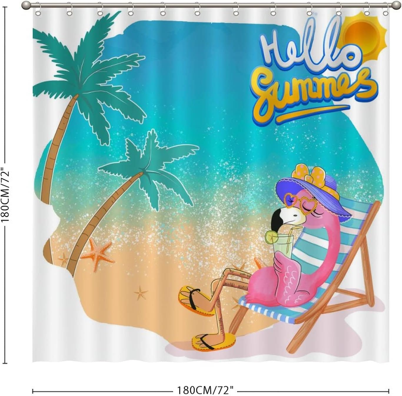 Flamingo Bath Curtain Summer Decor Fabric For A Hotel Bathroom Bath Tub With Waterproof Fabric And Tropical Print