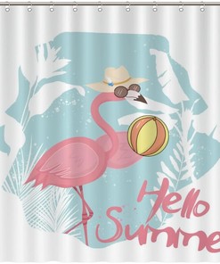 Flamingo Bath Curtain Summer Decor Fabric For A Vibrant And Colorful Bathroom Guest Bath With Tropical Print