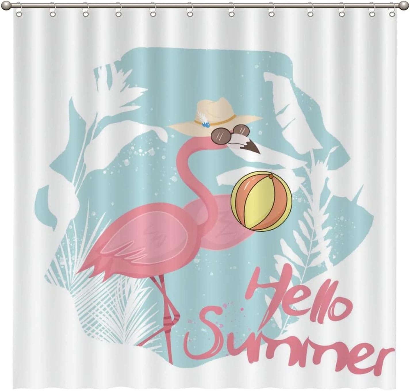 Flamingo Bath Curtain Summer Decor Fabric For A Vibrant And Colorful Bathroom Guest Bath With Tropical Print