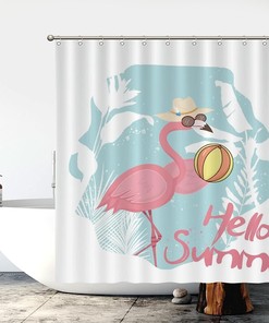 Flamingo Bath Curtain Summer Decor Fabric For A Vibrant And Colorful Bathroom Guest Bath With Tropical Print